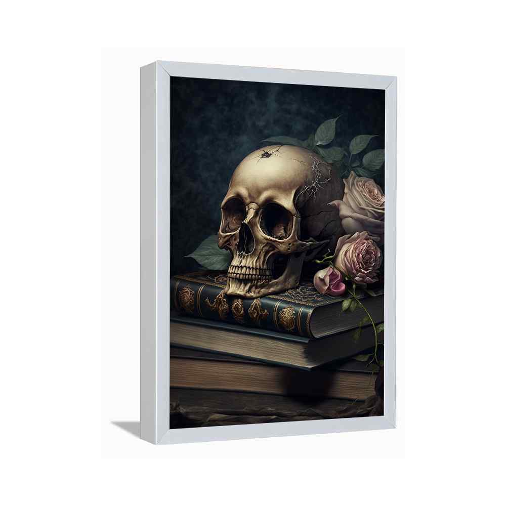 Ancient Skull With Books---