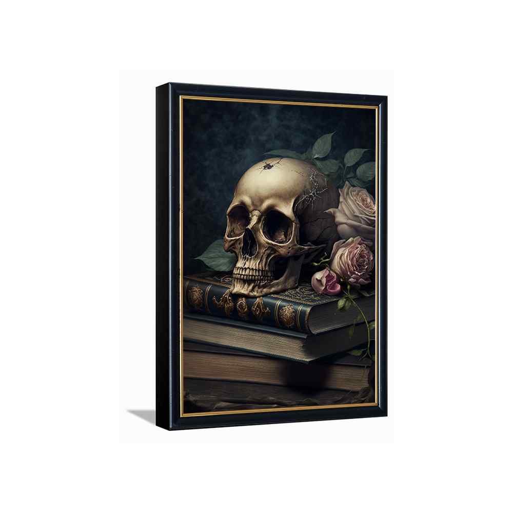 Ancient Skull With Books---
