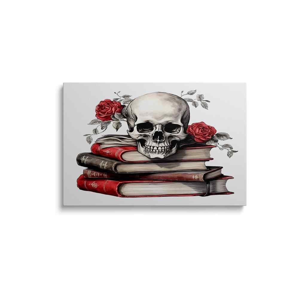Life With Roses And Skull On Old Vintage Book - skull painting---