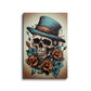 Skull Wearing Hat With Beautiful Flower - skull painting