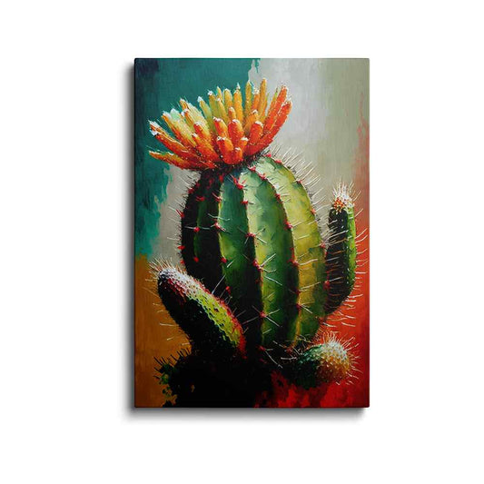 Cactus Painting | Flower On Cactus Head | wallstorie