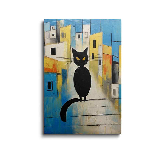 Black cat painting | Enigmatic Ebony | wallstorie