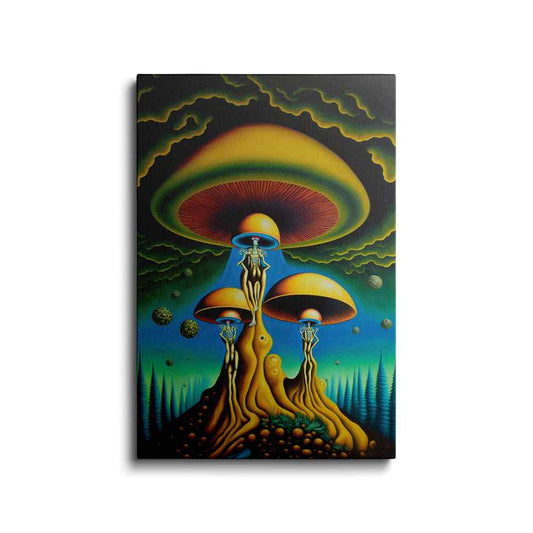 trippy mushroom paintings | Magic Mushroom Alien Wall Art | wallstorie