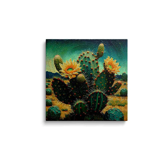 Cactus Painting | Blooming Cactus In Desert | wallstorie
