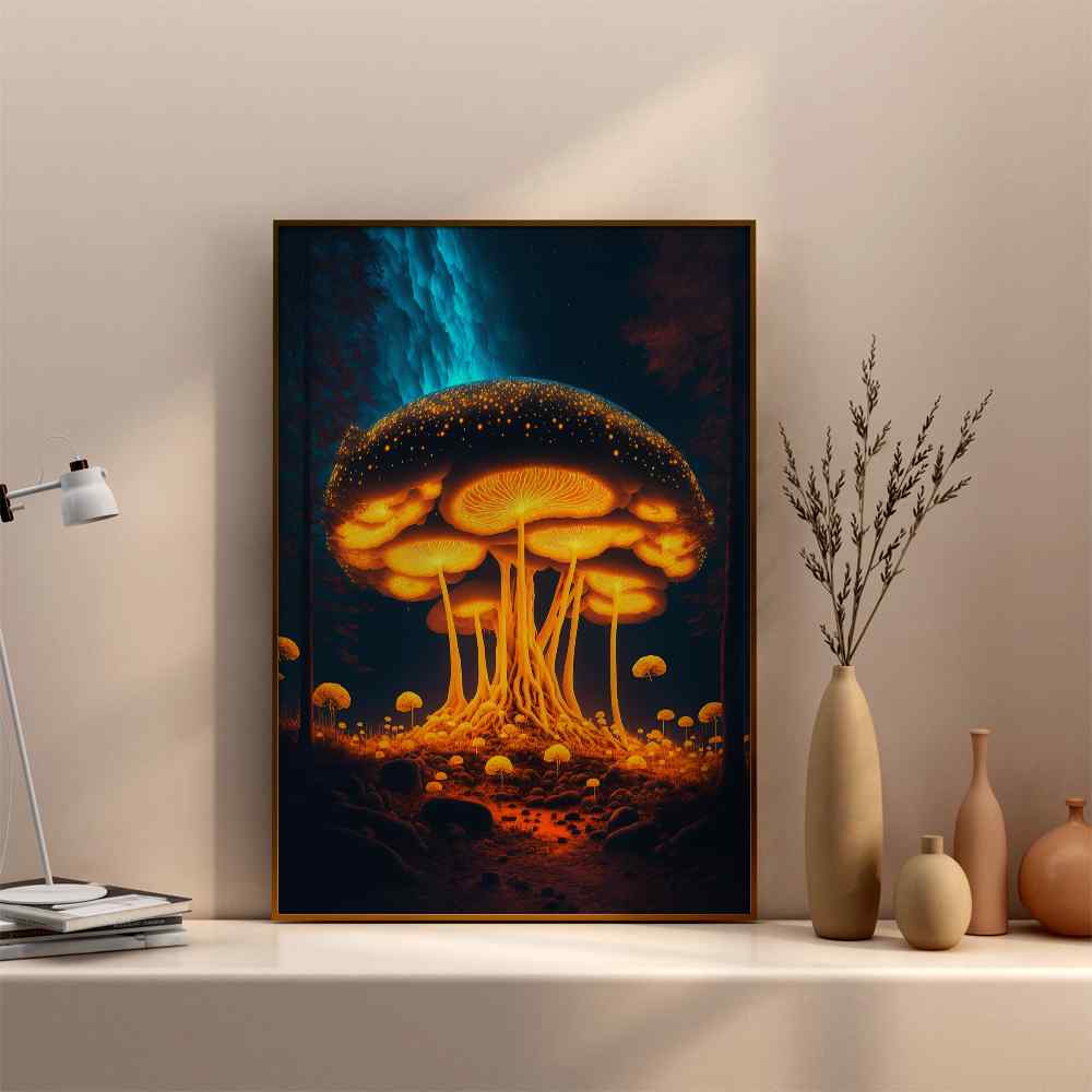 Glowing Magic Mushroom Wall Art---