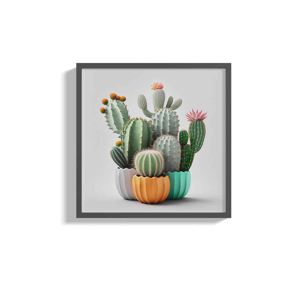 Cactus & Cacti In Colourful Pot---