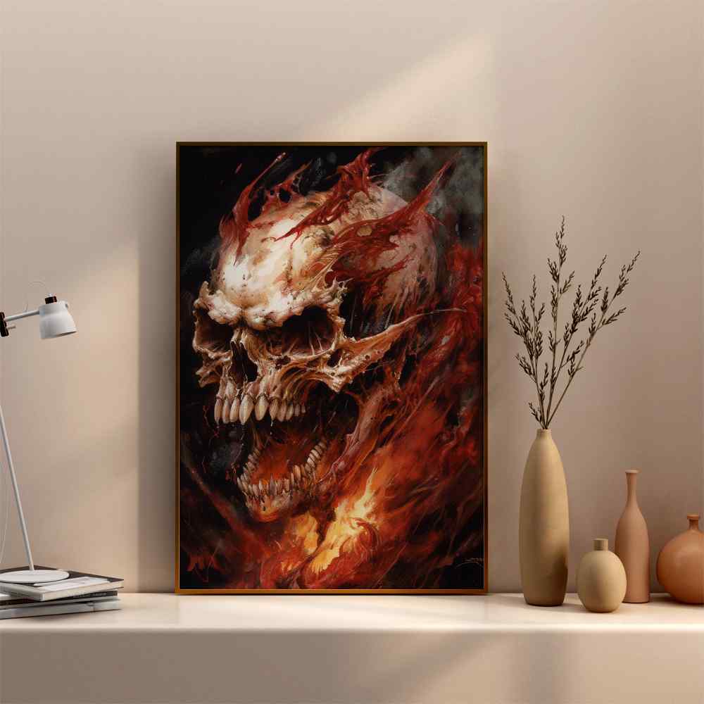 Burning Skull Wall Art---