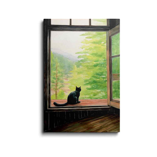 Black cat painting | Charcoal Charm | wallstorie