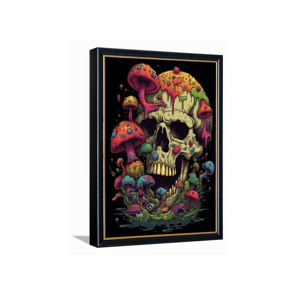 Skull With Colourful Mushrooms---