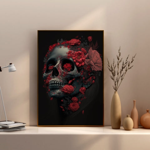 Love Skull With Red Flower---