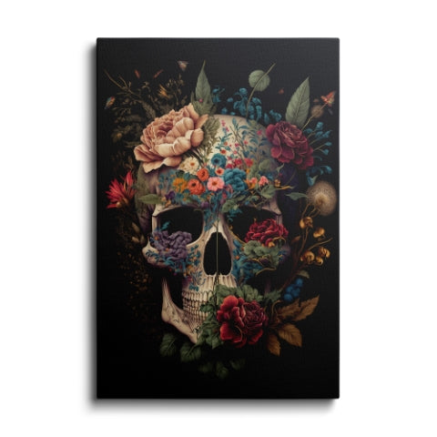 rose - skull painting---