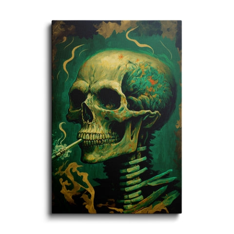 AI art | smoking - skull painting | wallstorie
