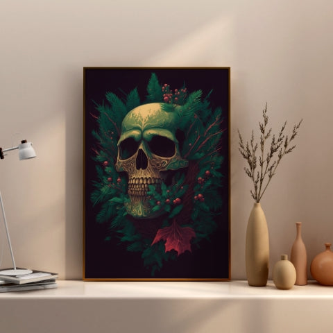 Greenery Skull With Leaf---