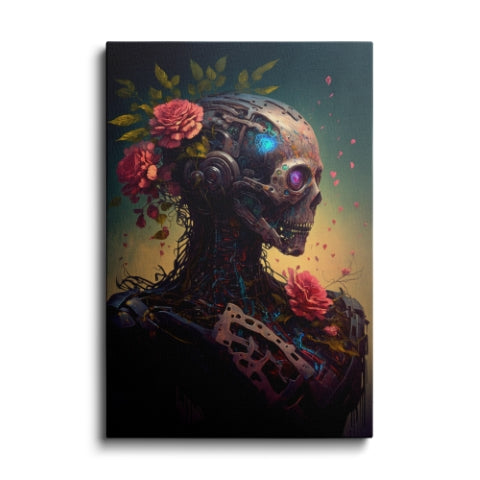 flowers - skull painting---