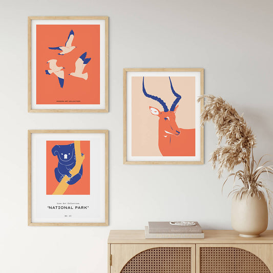 Wildlife Posters | Orange & Blue - Wildlife | wallstorie
