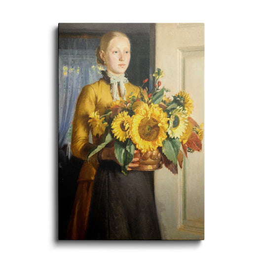 Botanical prints | Lady With Sunflower | wallstorie