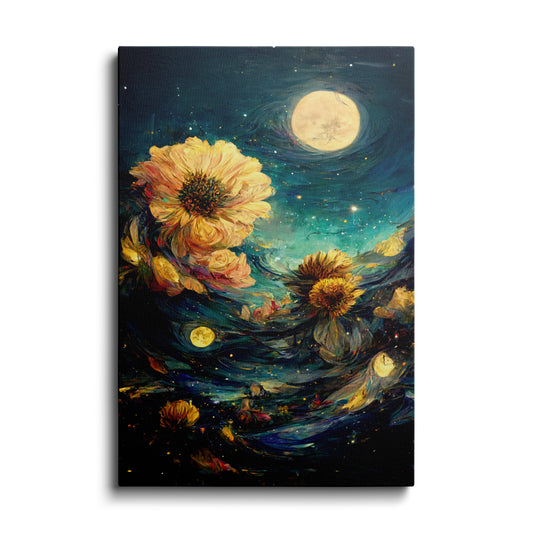 Botanical prints | Sunflower And Full Moon | wallstorie