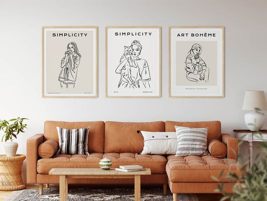 Line Art Posters | Simplicity of Boheme Art | wallstorie