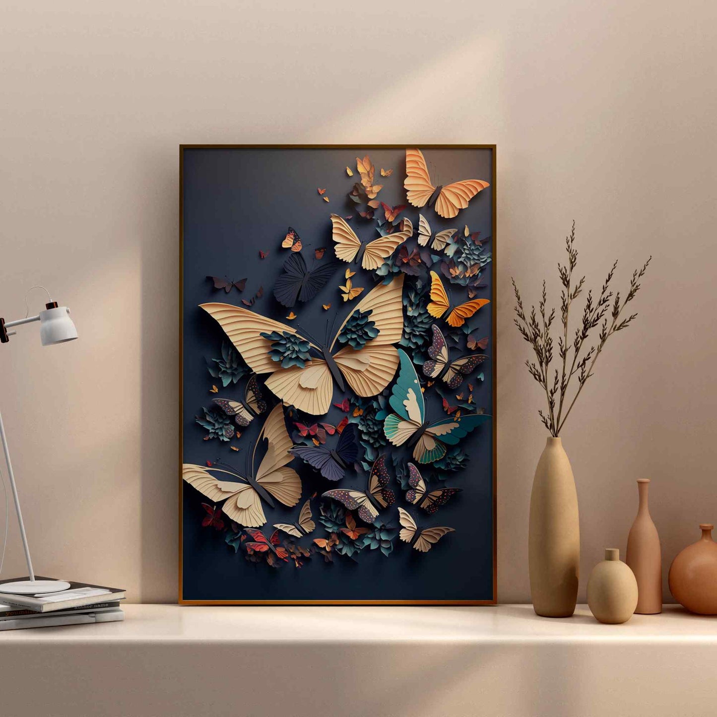 Golden With  Colorfull Butterfly---