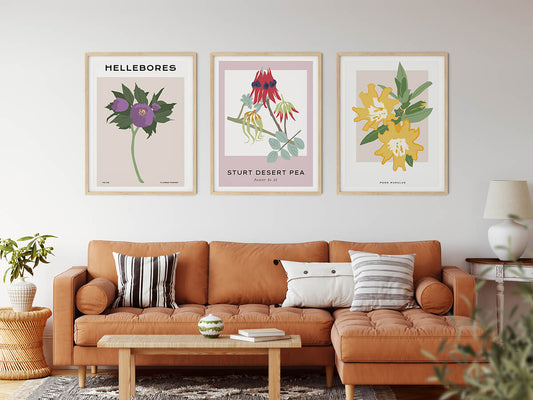 Tropical Posters | Tricolor Wildflower Set | wallstorie