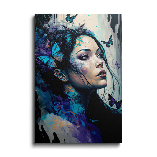 AI art | Woman With Blue Butterfly | wallstorie