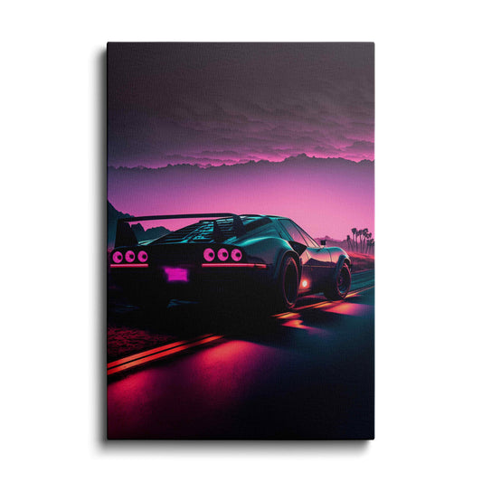 AI art | Retro Neon Car | wallstorie