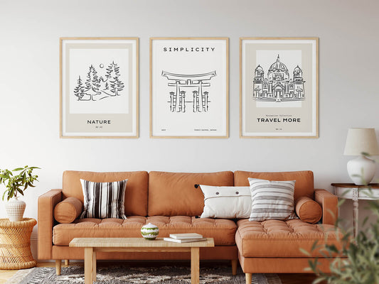 Line Art Posters | Traveling Around the World | wallstorie