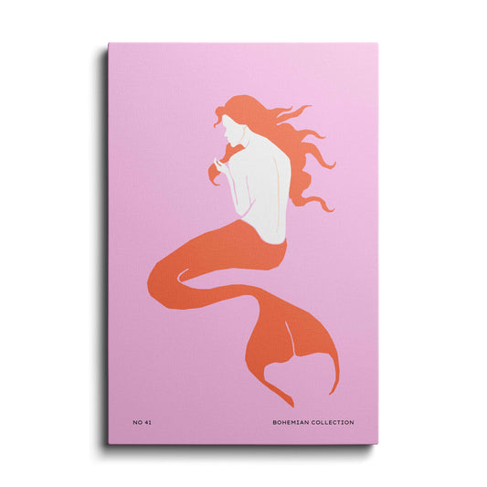Wildlife painting | Mermaid in Pink Sky | wallstorie