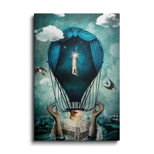 Collage Art | The Lighthouse Balloon | wallstorie