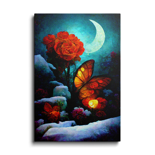 AI art | Orange Flower With Orange Butterfly | wallstorie