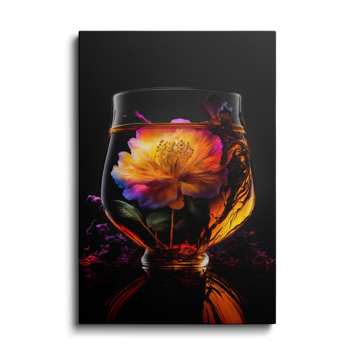Flower In yellow Water Glass---
