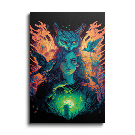 AI art | Bad Witch With Owl | wallstorie