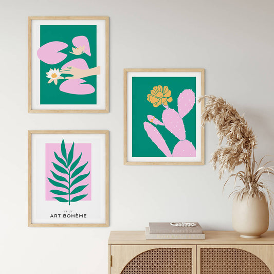 Wildlife Posters | Wildlife - Shades of Green & Pink | wallstorie