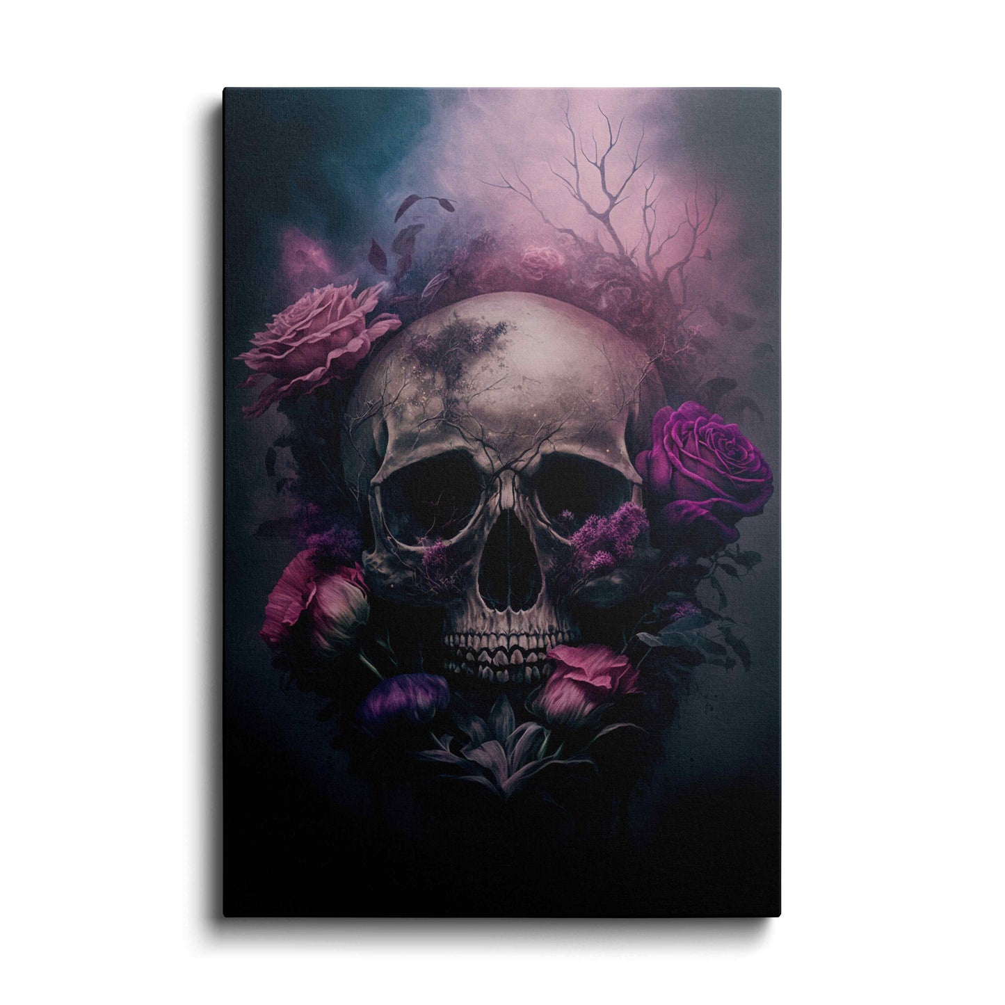 purple rose - skull painting---
