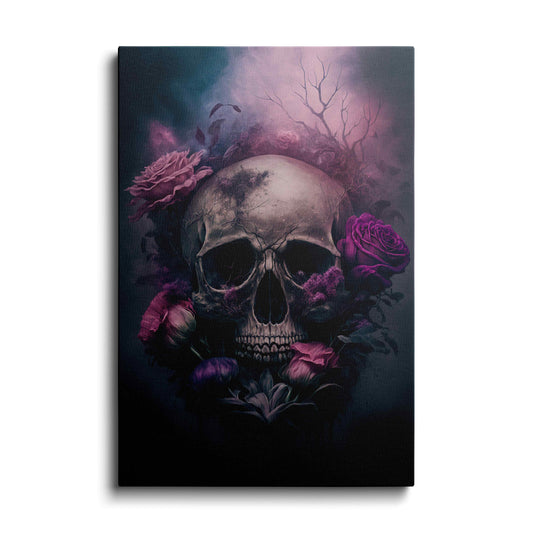 purple rose - skull painting
