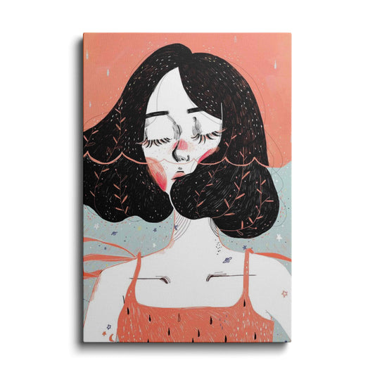 Collage Art | Hair floating in fields | wallstorie