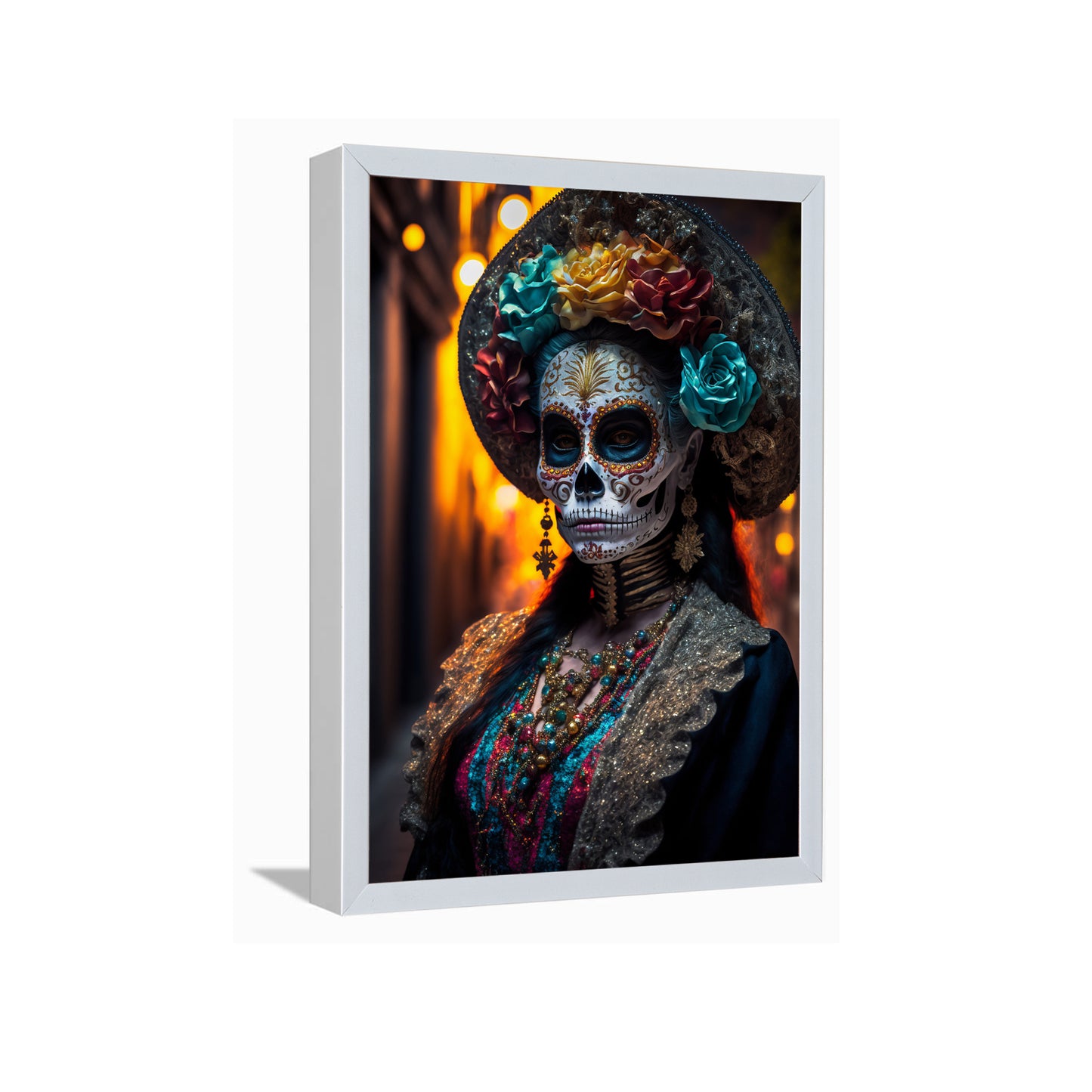Gorgeous Colorful Skull Lady---